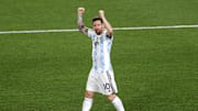 Messi festeja el gol de la Selección Argentina.